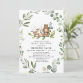 Genderneutraal Baby shower Greenery Woodland Kaart (Staand voorkant)