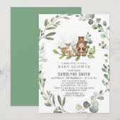 Genderneutraal Baby shower Greenery Woodland Kaart (Voorkant / Achterkant)