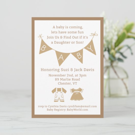 Genderneutraal Baby shower Kaart (Staand voorkant)