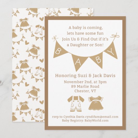 Genderneutraal Baby shower Kaart (Voorkant / Achterkant)