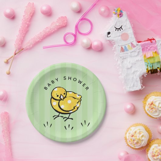 Genderneutraal Baby shower Little Yellow Chick Papieren Bordje (Feest)