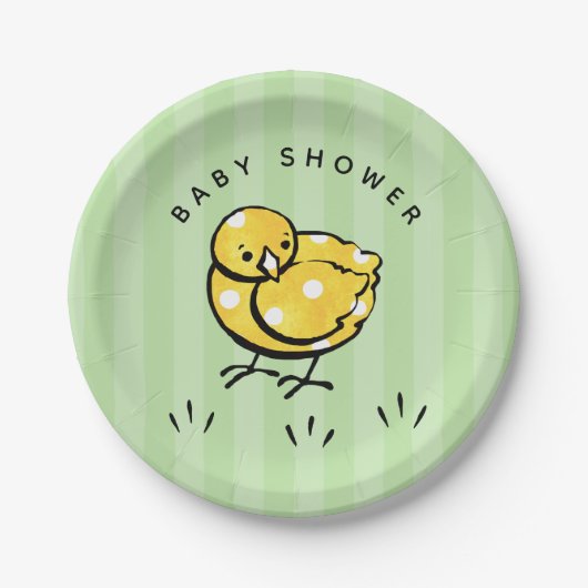 Genderneutraal Baby shower Little Yellow Chick Papieren Bordje (Voorkant)