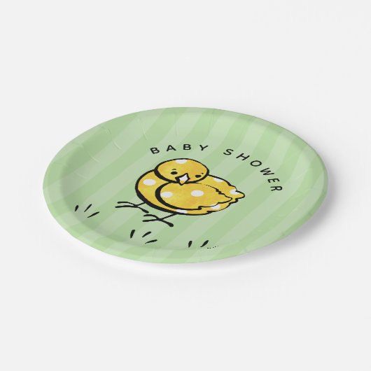 Genderneutraal Baby shower Little Yellow Chick Papieren Bordje (Gekanteld)