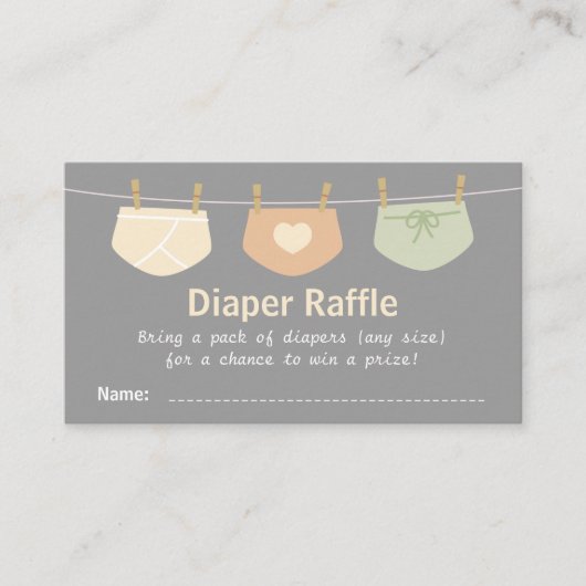 Genderneutraal Baby shower Luier Raffle Tickets Informatiekaartje (Voorkant)