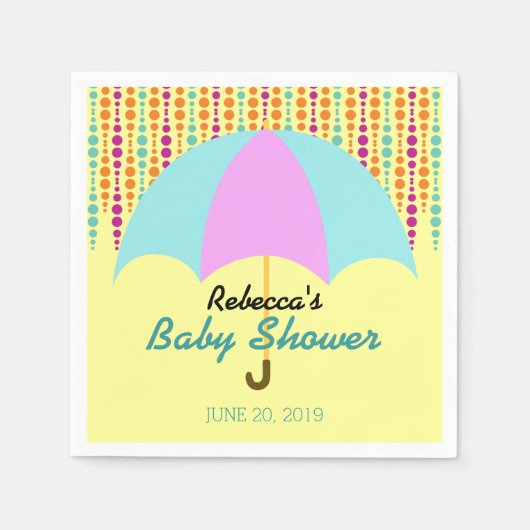 Genderneutraal baby shower met paraplu servetten (Voorkant)