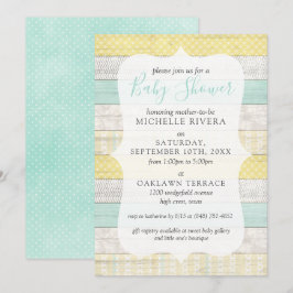 Genderneutraal Baby shower Mint Yellow Rustisch ho Kaart