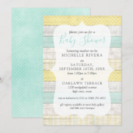 Genderneutraal Baby shower Mint Yellow Rustisch ho Kaart