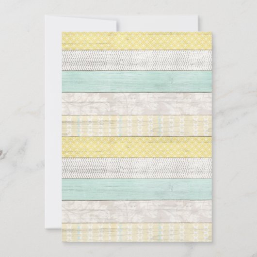 Genderneutraal Baby shower Mint Yellow Rustisch ho Kaart (Achterkant)