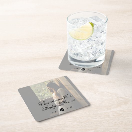 Genderneutraal Baby shower Moderne foto Kartonnen Onderzetters (Insitu)