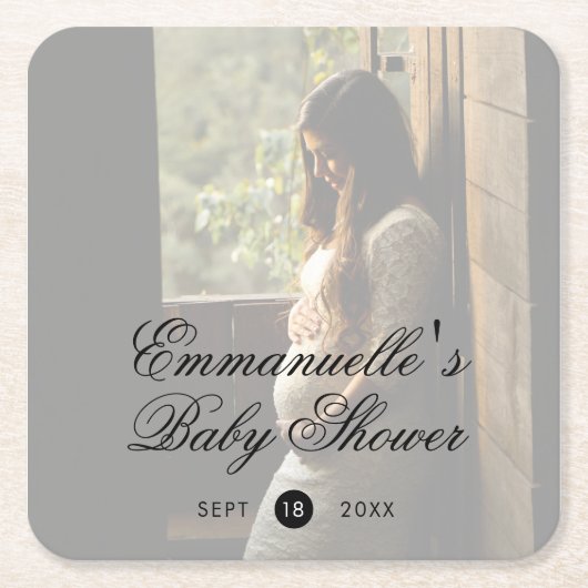 Genderneutraal Baby shower Moderne foto Kartonnen Onderzetters (Voorkant)