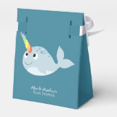 Genderneutraal Baby shower Narwhal Ocean Bedankdoosjes (Achterkant)