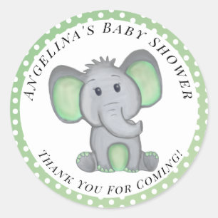 Genderneutraal Baby shower Olifant Bedankt Ronde Sticker