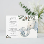 Genderneutraal Baby shower olifant en groen Kaart (Staand voorkant)