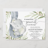 Genderneutraal baby shower, olifantengroen goud kaart (Voorkant)