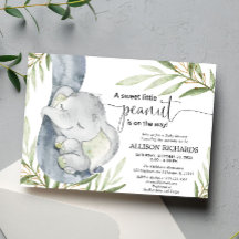 Genderneutraal baby shower, olifantengroen goud