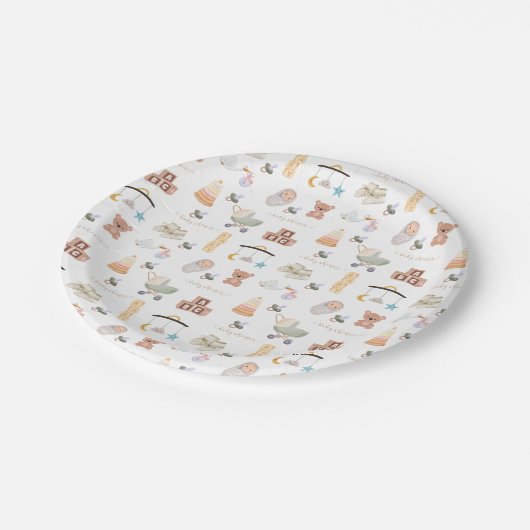 Genderneutraal Baby shower Papieren Bordje (Gekanteld)