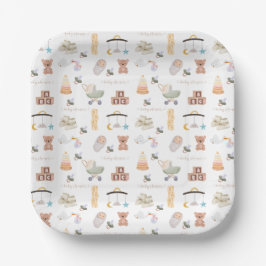 Genderneutraal Baby shower Papieren Bordje