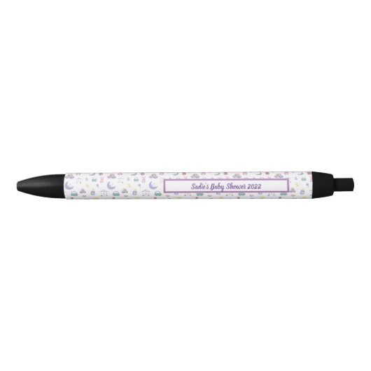  Genderneutraal Baby shower Pastel Zwarte Inkt Pen (Voorkant)