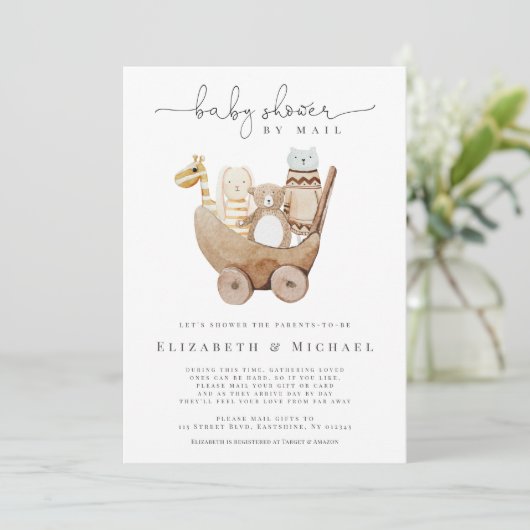 Genderneutraal Baby shower per post-Boho Waterverf Kaart (Staand voorkant)