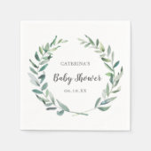 Genderneutraal Baby shower Rustic Greenery Wreate Servet (Voorkant)