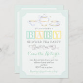 Genderneutraal  Baby shower Tea Party Kaart (Voorkant / Achterkant)