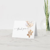 Genderneutraal Baby shower teddybeer thema Bedankkaart (Voorkant)