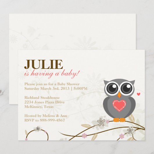 Genderneutraal Baby shower Uitnodiging (Voorkant / Achterkant)