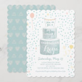 Genderneutraal Baby shower Uitnodiging - Baby Cake (Voorkant / Achterkant)