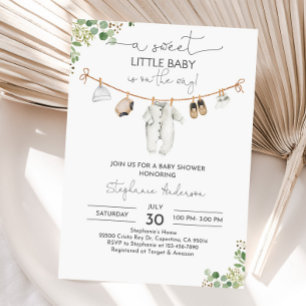 Genderneutraal Baby shower Uitnodiging Babykleding
