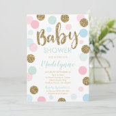 Genderneutraal Baby shower uitnodiging Confetti (Staand voorkant)