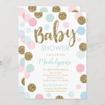 Genderneutraal Baby shower uitnodiging Confetti