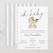 Genderneutraal Baby shower Uitnodiging Oh Baby (Voorkant / Achterkant)