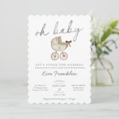 Genderneutraal Baby shower Uitnodiging Oh Baby (Staand voorkant)