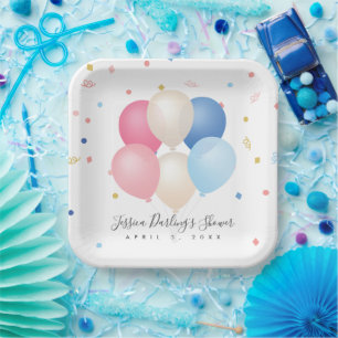 Genderneutraal   Baby shower van ballonvaarders Papieren Bordje