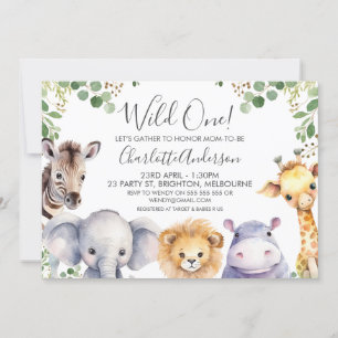 Genderneutraal Baby shower van Safari-dieren Kaart