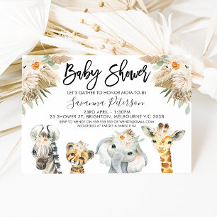 Genderneutraal Baby shower van Safari-dieren Kaart