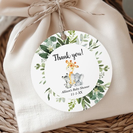 Genderneutraal baby shower voor dieren bedankjes labels