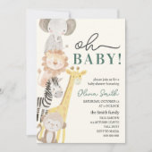 genderneutraal baby shower voor safaridieren kaart (Voorkant)