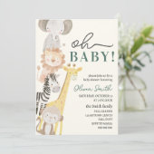 genderneutraal baby shower voor safaridieren kaart (Staand voorkant)
