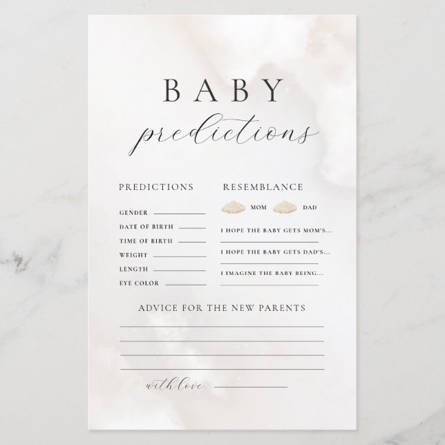 Genderneutraal Baby shower Voorspelling Advies Spe (Voorkant)