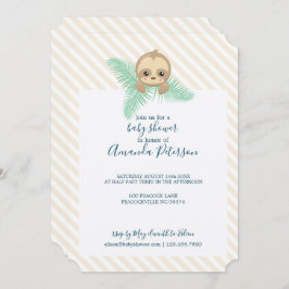 Genderneutraal Baby Sloth Baby shower Uitnodiging