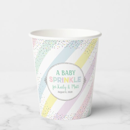 genderneutraal baby sprinkhaan papieren bekers (Achterkant)