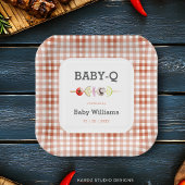 Genderneutraal BabyQ BBQ Baby shower Papieren Bordje