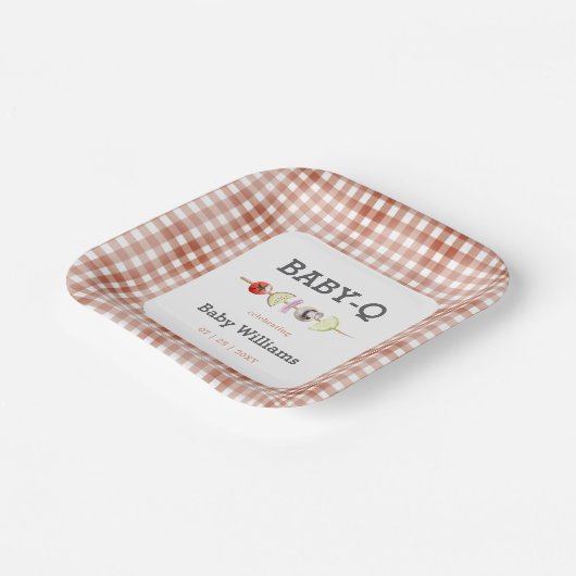 Genderneutraal BabyQ BBQ Baby shower Papieren Bordje (Gebogen)