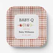 Genderneutraal BabyQ BBQ Baby shower Papieren Bordje (Voorkant)