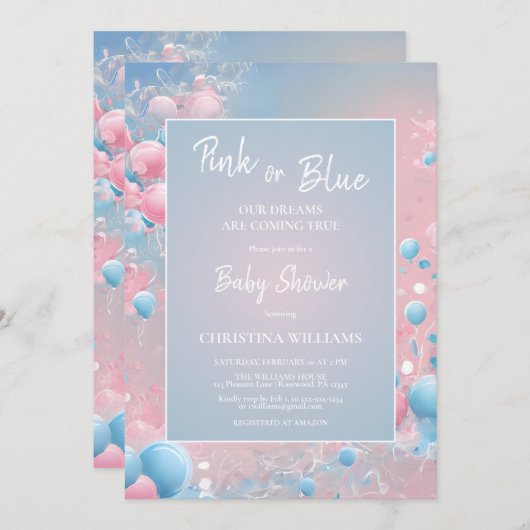 Genderneutraal ballon Baby shower Kaart (Voorkant / Achterkant)