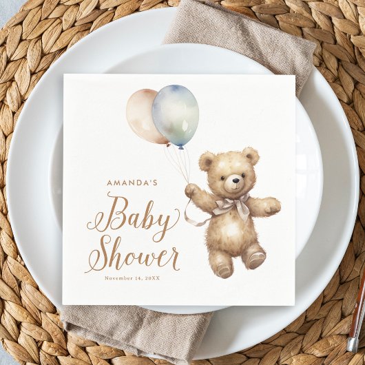 Genderneutraal Barly Wait Teddy Bear-Baby shower Servet