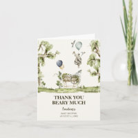 Genderneutraal Beer Baby shower Dank u kaart