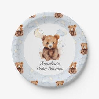Genderneutraal Beer Baby shower Papier Borden Papieren Bordje