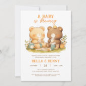 Genderneutraal Beer Baby shower Uitnodiging (Voorkant)